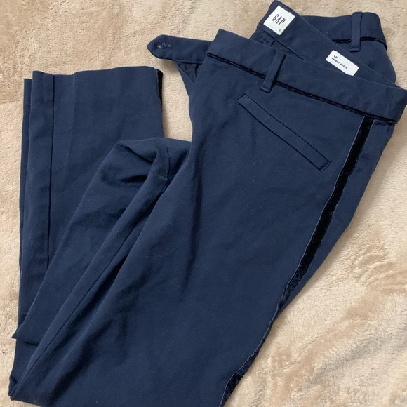 GAP vintage navy blue stretchy tuxedo pants with velvet piping - Picture 1 of 7